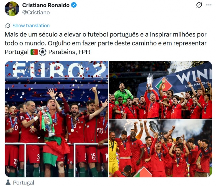 半岛体育注册网址-葡足协成立112周年！C罗晒队史三冠：身披战袍为国出征，倍感自豪